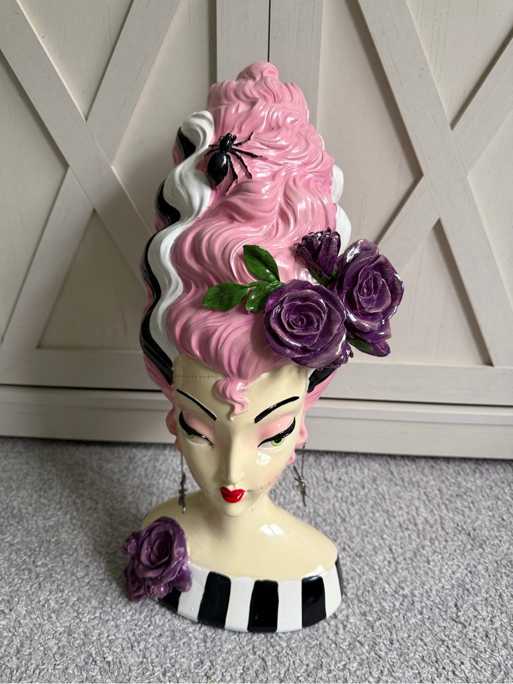 Bella Lux December Diamonds Style Halloween Pink Frankenstein Bride Bust 18" NIB
